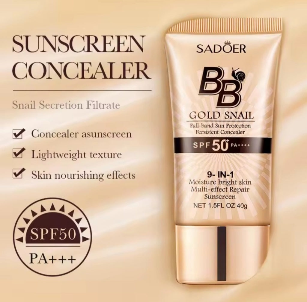 SADOER Gold Snail BB Cream SPF 50 PA++++ Concealer 40g New