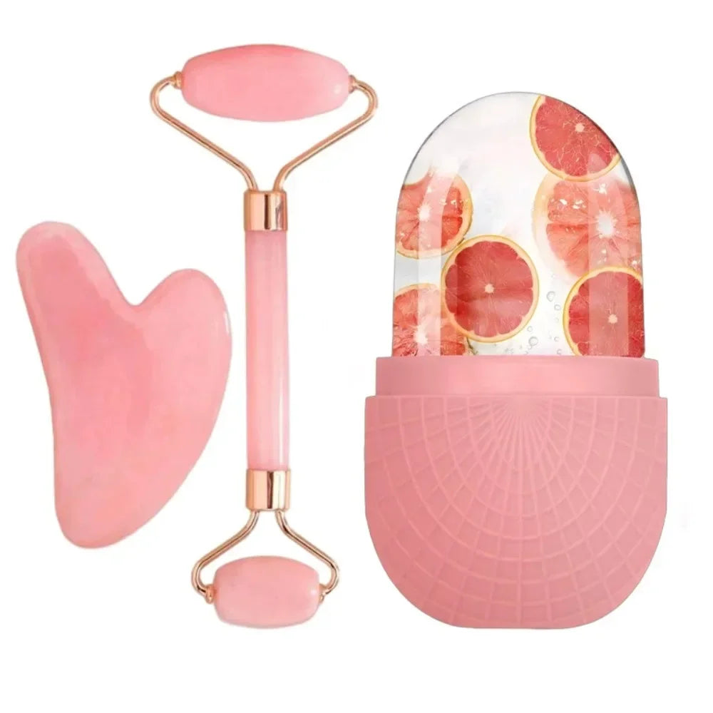 3Pcs Face Massager Kit Ice Face Roller Gua Sha Board Facial Massage Roller  Face Lifting Contouring Tools Beauty Skin Care Tools