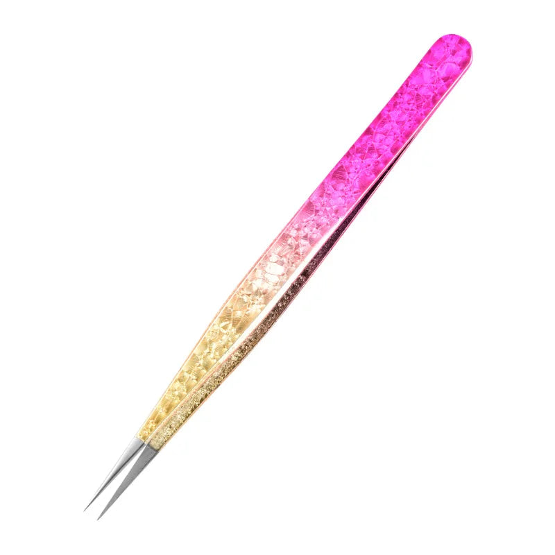 Pince à épiler professionnelle pour extensions de cils (1 pièce) avec embouts en caoutchouc, outil de précision en acier inoxydable pour la pose d'extensions de cils ombrées.