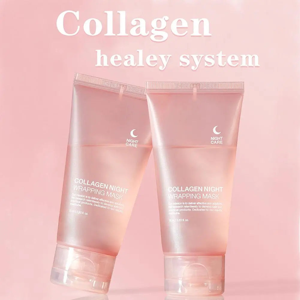 Masque visage de nuit au collagène hydrolysé, masque peel-off hydratant et raffermissant pour l'élasticité, réduit le relâchement cutané et le teint terne.
