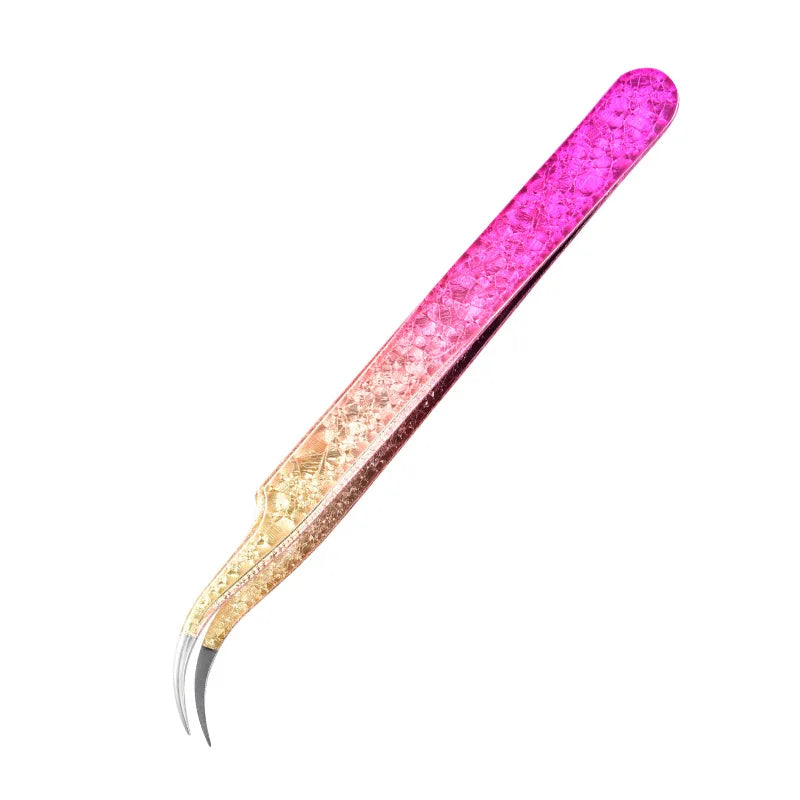 Pince à épiler professionnelle pour extensions de cils (1 pièce) avec embouts en caoutchouc, outil de précision en acier inoxydable pour la pose d'extensions de cils ombrées.