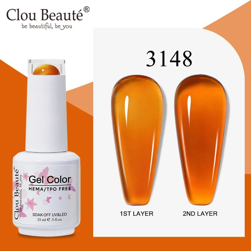 Clou Beaute Semi-transparent Jelly Gel Polish Nude Pink Amber Gel Nail Polish Translucent Semi Permanent All For Manicure Nail
