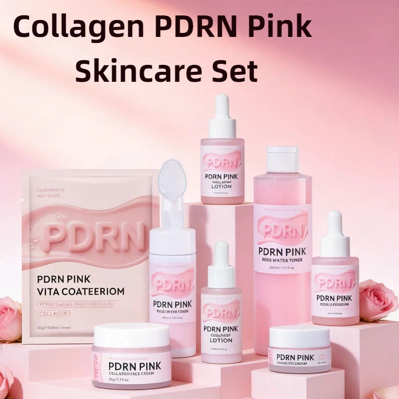 Coffret de soins PDRN Pink : Masque hydratant et nourrissant au collagène et à l'ADN de saumon pour un effet liftant et raffermissant. Ce coffret illumine le teint et nourrit la peau.