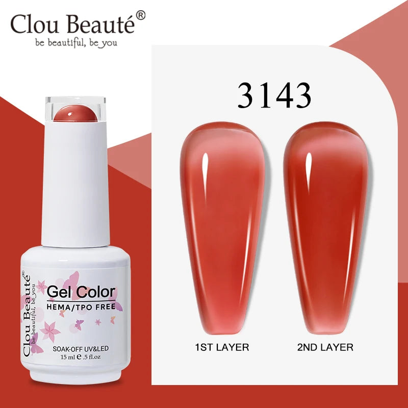 Clou Beaute Semi-transparent Jelly Gel Polish Nude Pink Amber Gel Nail Polish Translucent Semi Permanent All For Manicure Nail
