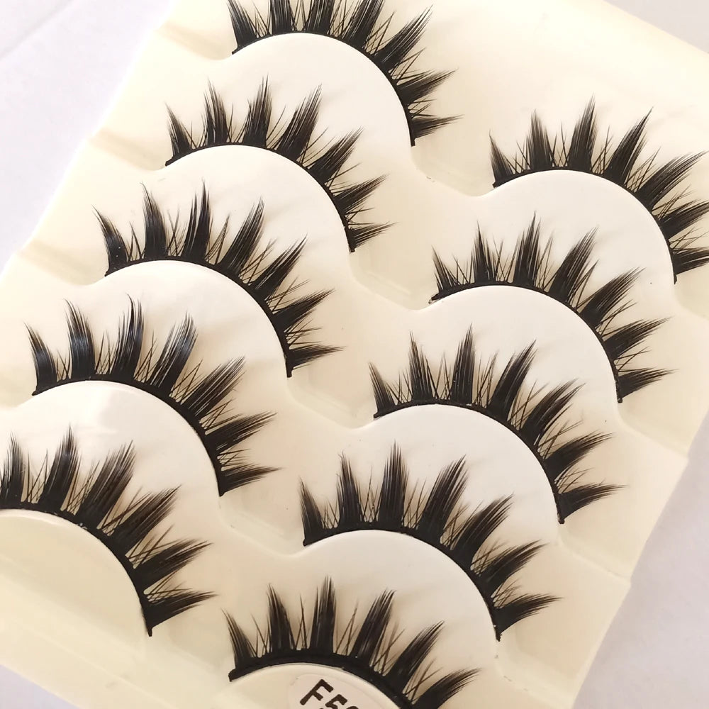 Faux cils naturels longs pour cosplay, effet œil de chat, 5 paires