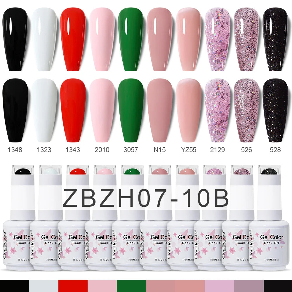 Clou Beaute 10/12/20/24pcs Gel Nail Polish Set Color 15ml White Glass Bottle Nail Art Kit Semi Permanent Gellack Nail Varnish