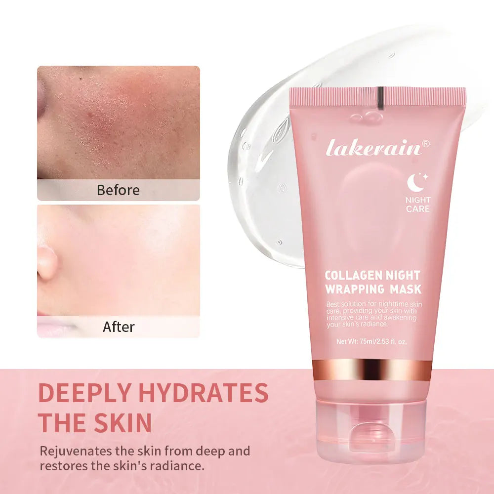 Masque coréen 100% intense au collagène, masque peel-off anti-rides et liftant pour le visage, soin de nuit bio pour femme.