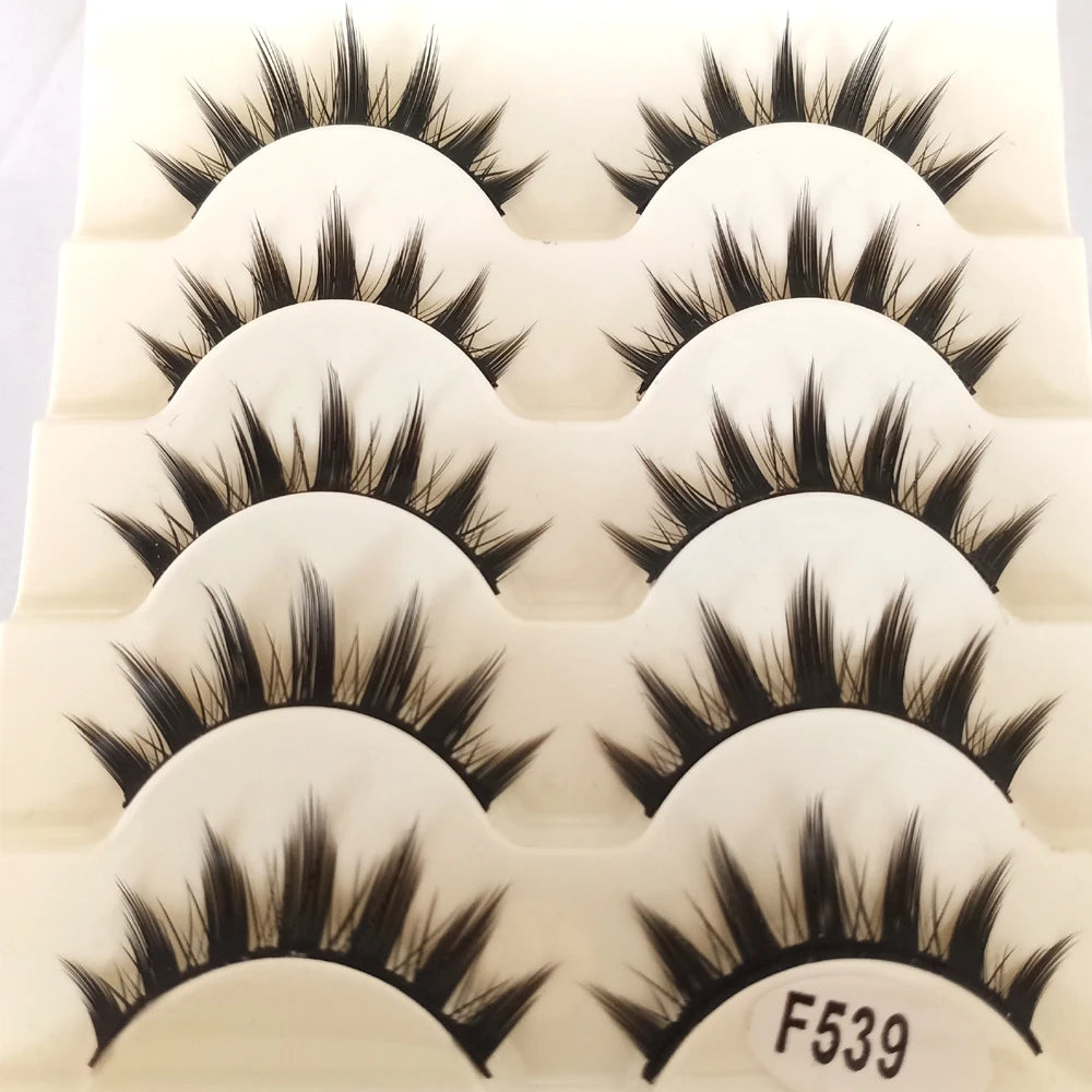 Faux cils naturels longs pour cosplay, effet œil de chat, 5 paires