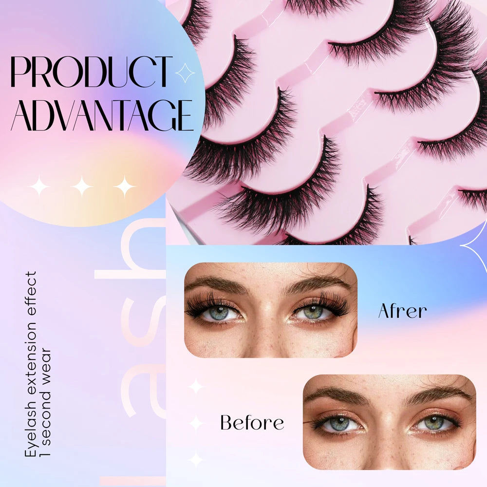 Vipuda 20 paires de faux cils naturels effet œil de chat, cils volumineux et fournis, cils fins et vaporeux pour un maquillage spectaculaire