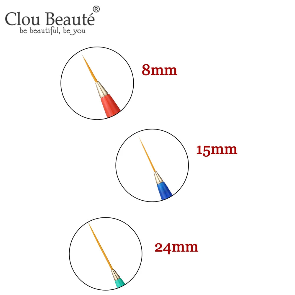 Clou Beaute 3pcs/set UV Gel Drawing Painting Nail Liner Brush Grid French Design Manicure Tool Set Painting Drawing Carving Pen
