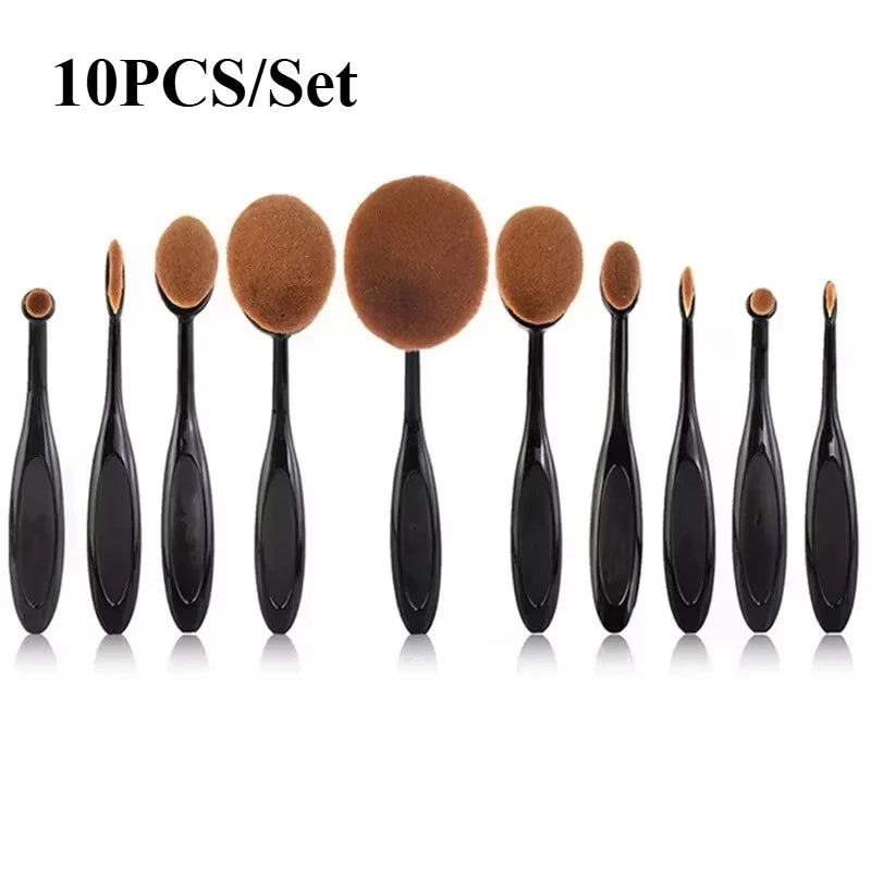 Pinceaux de maquillage ovales, brosse à dents, ensemble de pinceaux de maquillage, fond de teint, contouring, poudre, sourcils, blush, fard à paupières, outil de maquillage