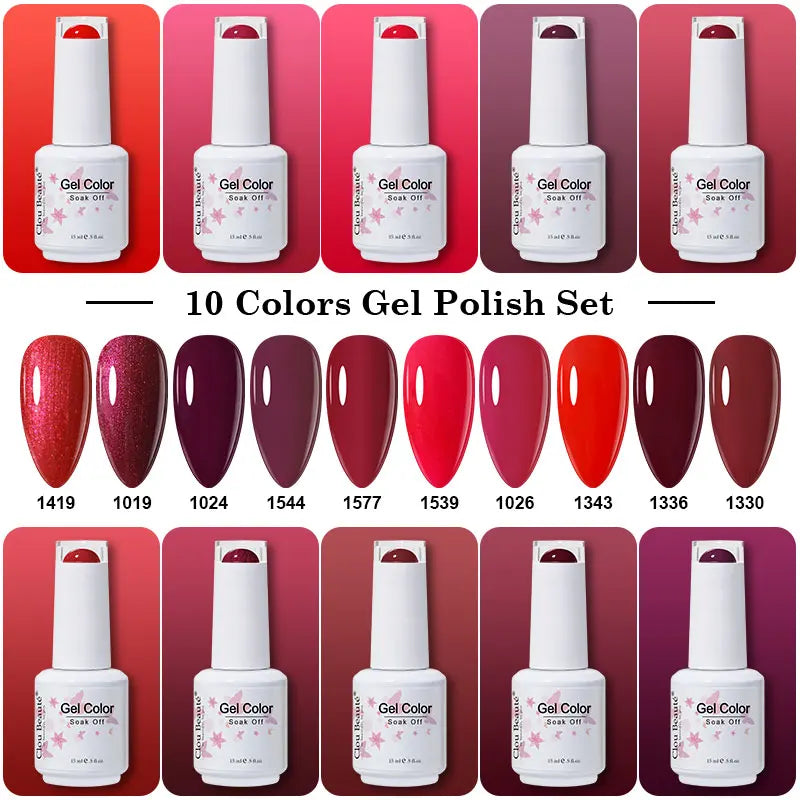 Clou Beaute 10/12/20/24pcs Gel Nail Polish Set Color 15ml White Glass Bottle Nail Art Kit Semi Permanent Gellack Nail Varnish