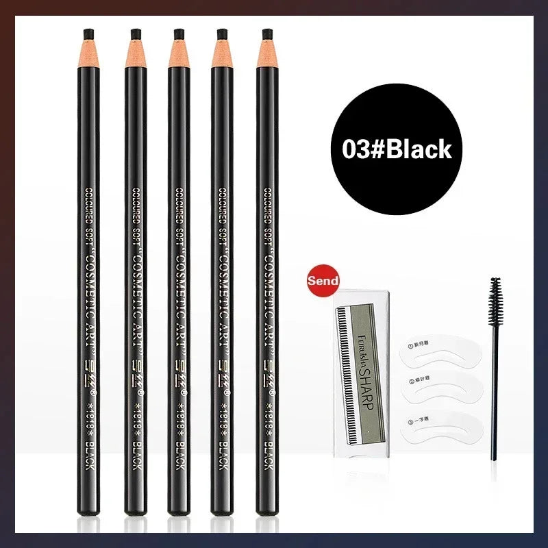 5pcs Eyebrow Pencil Permanent Makeup Eyebrow Enhancers Cosmetic Waterproof Microblading Pen Tint Eye Brow Pencil Marker Tools