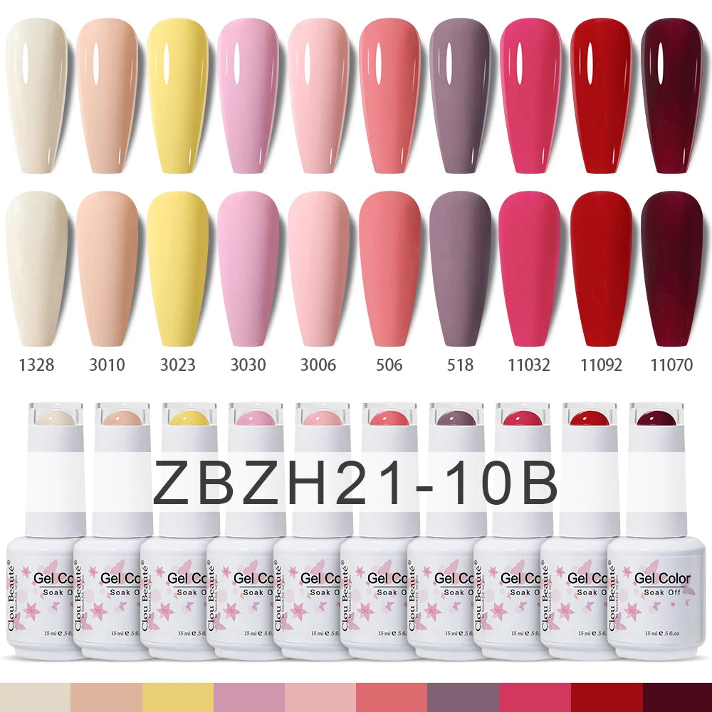 Clou Beaute 10/12/20/24pcs Gel Nail Polish Set Color 15ml White Glass Bottle Nail Art Kit Semi Permanent Gellack Nail Varnish