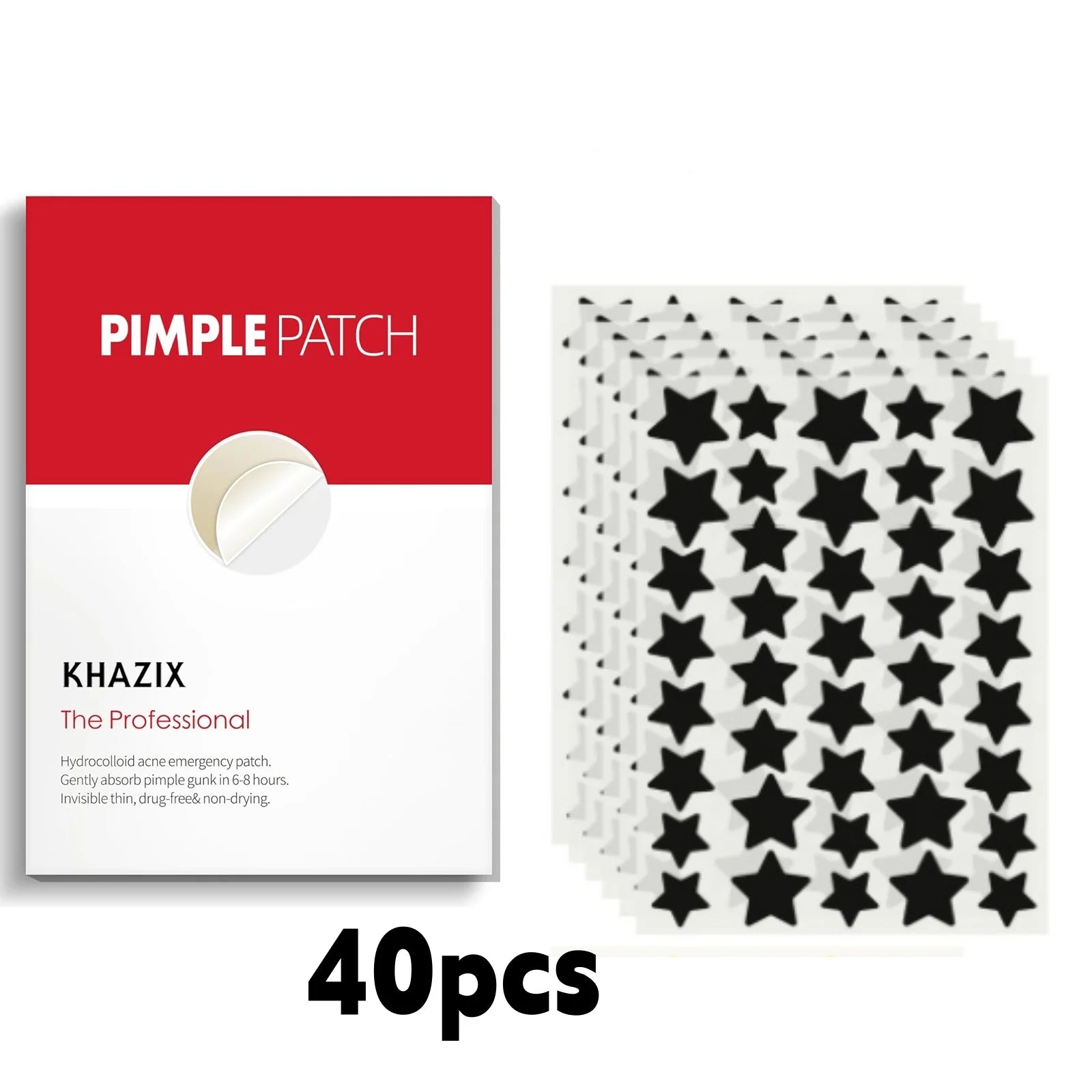 40 pieces of multi-color star acne patches, facial acne patches, concealer acne patches, and pimples patches, ultra-thin.