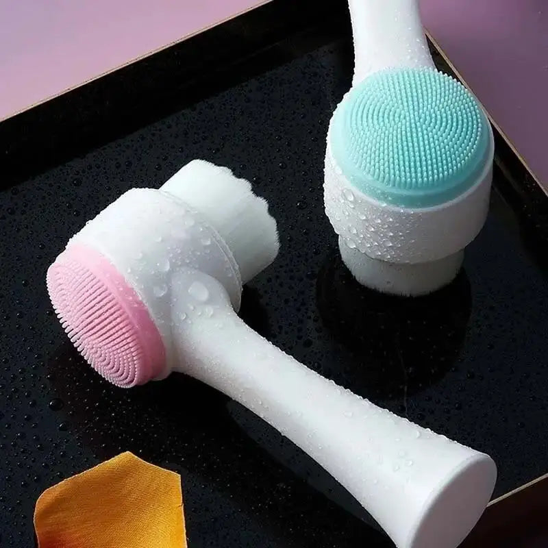 CNK wholesale 3D Bilateral Cleanser Brush Facial Soft Manual Massage Silicone Facial Bristles Silicone Double Sided Face Brush