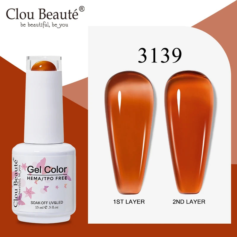 Clou Beaute Semi-transparent Jelly Gel Polish Nude Pink Amber Gel Nail Polish Translucent Semi Permanent All For Manicure Nail