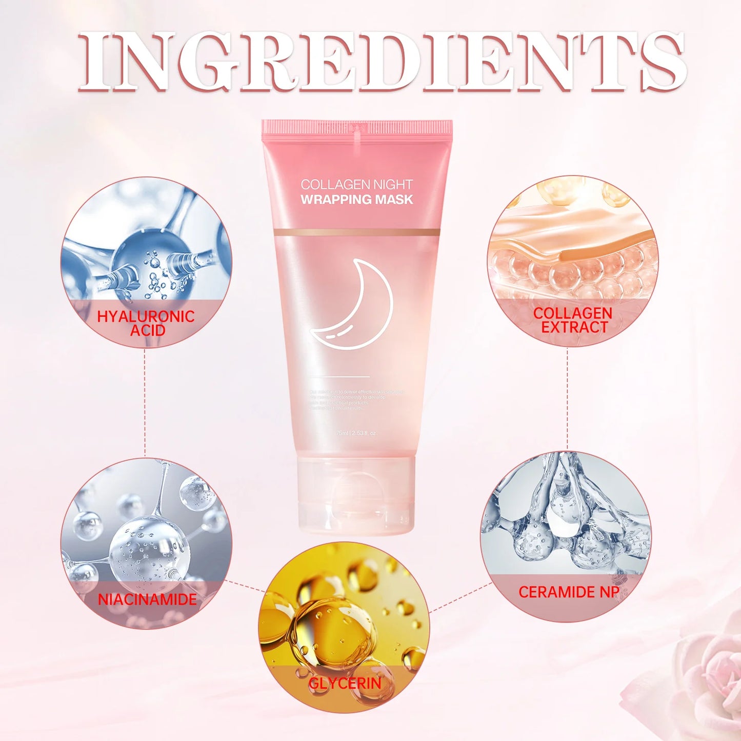 Masque hydratant pour le visage, réduit le relâchement cutané, collagène, masque de nuit raffermissant pour l'élasticité, masque peel-off enveloppant pour un teint terne