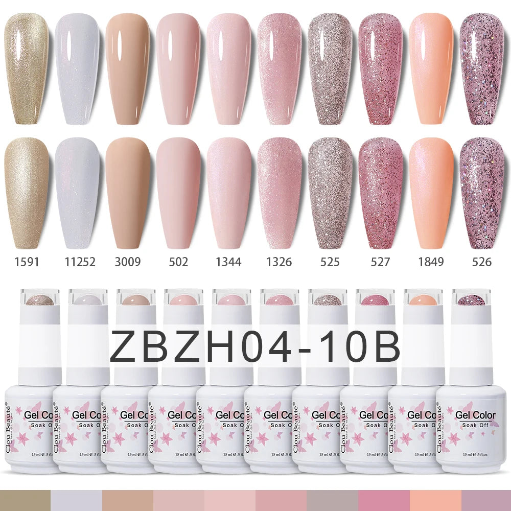 Clou Beaute 10/12/20/24pcs Gel Nail Polish Set Color 15ml White Glass Bottle Nail Art Kit Semi Permanent Gellack Nail Varnish