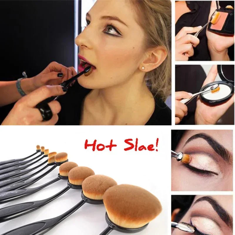 Pinceaux de maquillage ovales, brosse à dents, ensemble de pinceaux de maquillage, fond de teint, contouring, poudre, sourcils, blush, fard à paupières, outil de maquillage