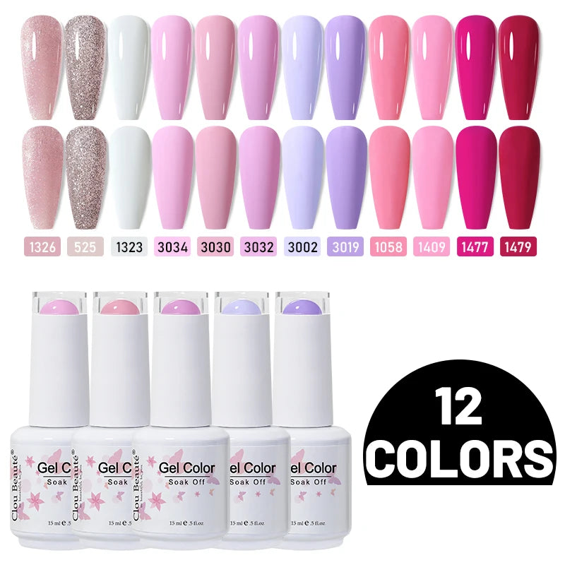 Clou Beaute 10/12/20/24pcs Gel Nail Polish Set Color 15ml White Glass Bottle Nail Art Kit Semi Permanent Gellack Nail Varnish