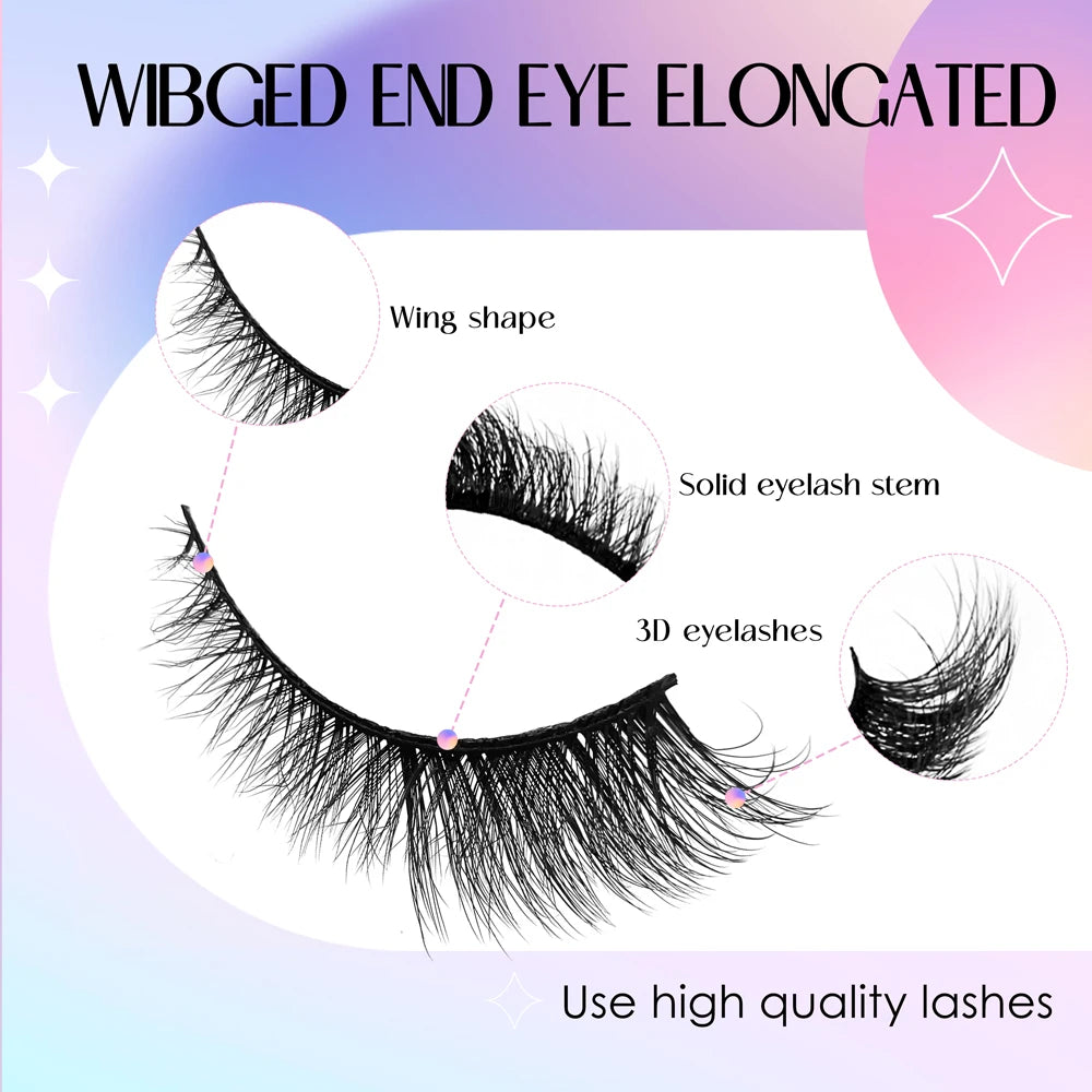 Vipuda 20 paires de faux cils naturels effet œil de chat, cils volumineux et fournis, cils fins et vaporeux pour un maquillage spectaculaire