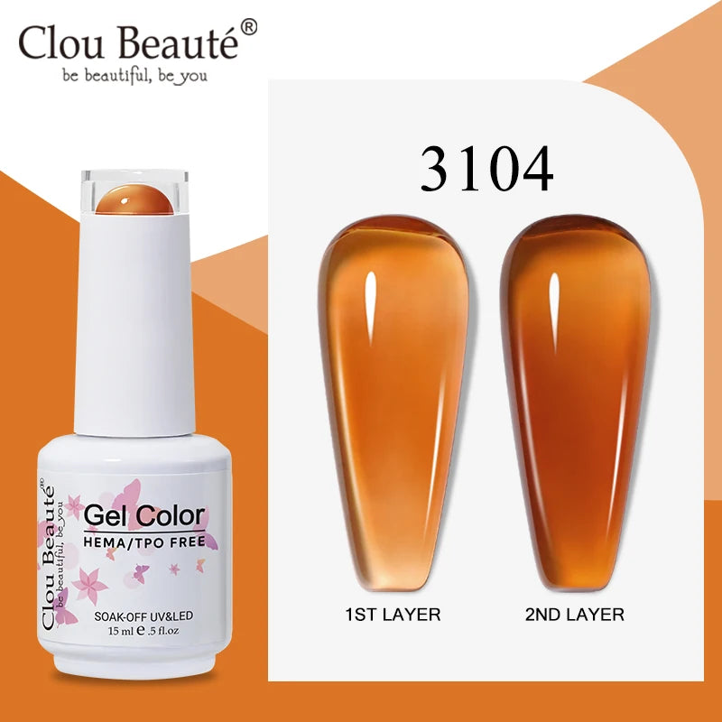 Clou Beaute Semi-transparent Jelly Gel Polish Nude Pink Amber Gel Nail Polish Translucent Semi Permanent All For Manicure Nail