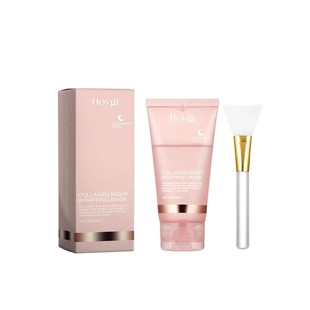 Masque visage de nuit au collagène hydrolysé, masque peel-off hydratant et raffermissant pour l'élasticité, réduit le relâchement cutané et le teint terne.