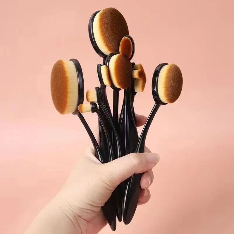 Pinceaux de maquillage ovales, brosse à dents, ensemble de pinceaux de maquillage, fond de teint, contouring, poudre, sourcils, blush, fard à paupières, outil de maquillage