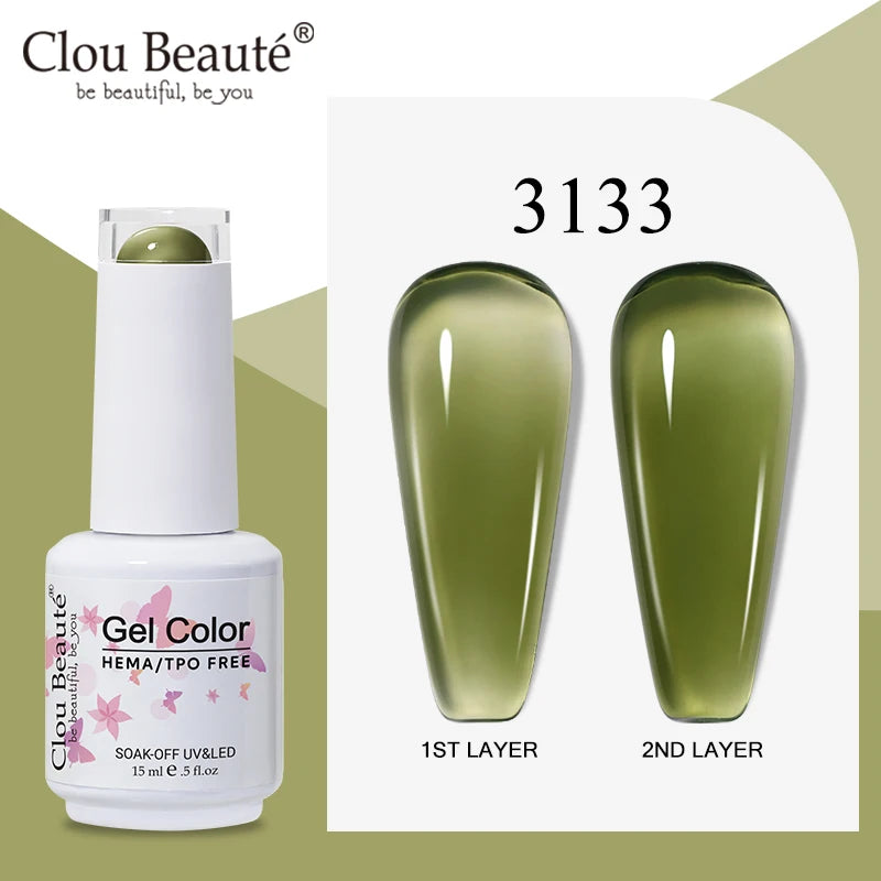 Clou Beaute Semi-transparent Jelly Gel Polish Nude Pink Amber Gel Nail Polish Translucent Semi Permanent All For Manicure Nail