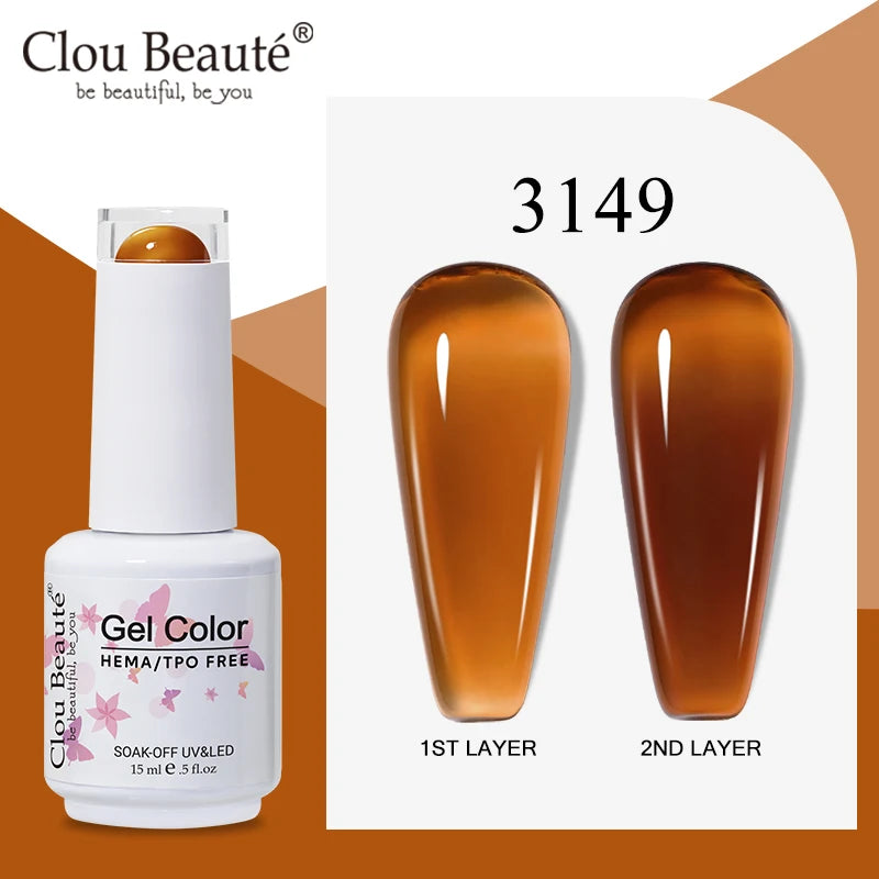 Clou Beaute Semi-transparent Jelly Gel Polish Nude Pink Amber Gel Nail Polish Translucent Semi Permanent All For Manicure Nail