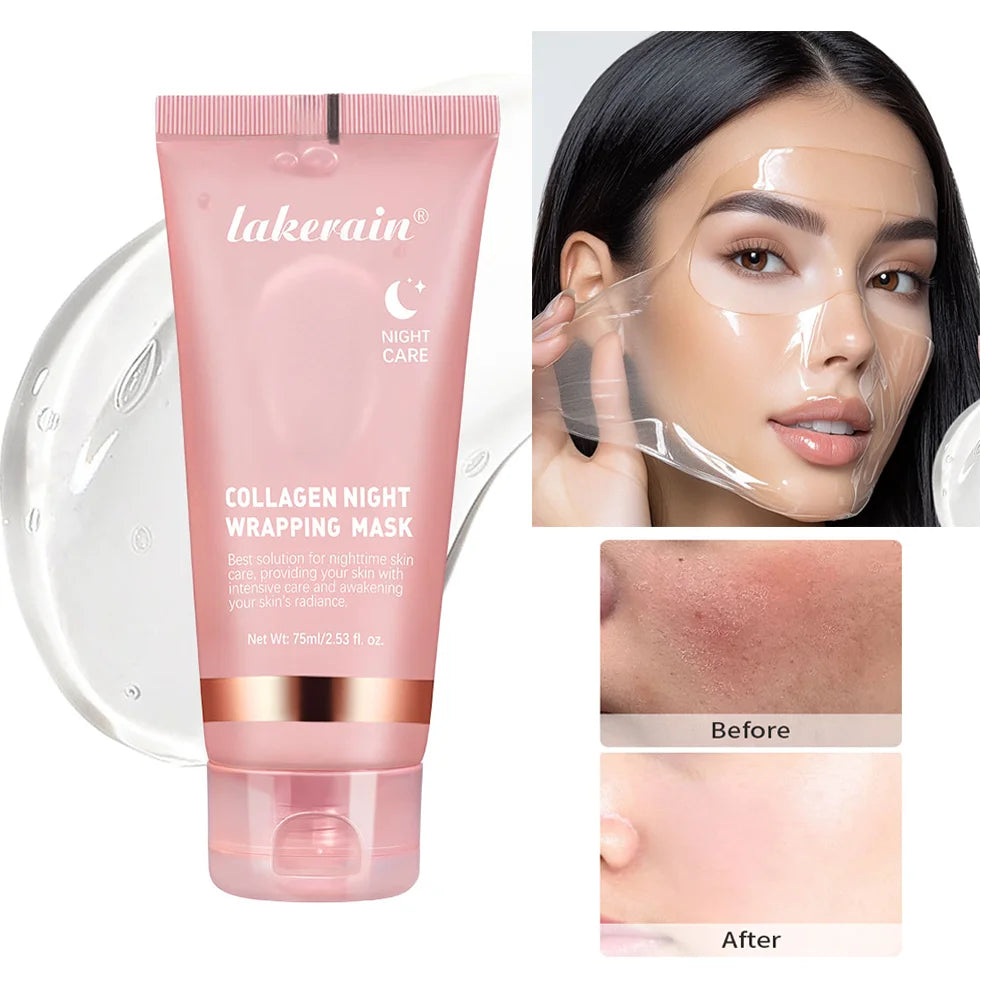 Masque coréen 100% intense au collagène, masque peel-off anti-rides et liftant pour le visage, soin de nuit bio pour femme.