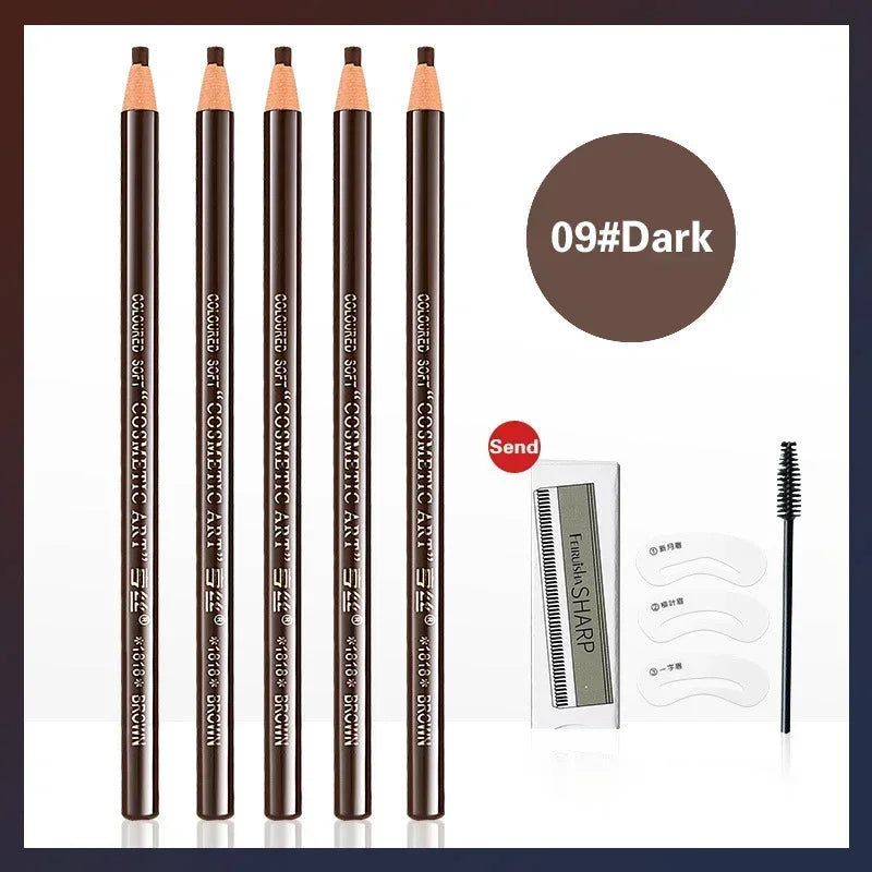 5pcs Eyebrow Pencil Permanent Makeup Eyebrow Enhancers Cosmetic Waterproof Microblading Pen Tint Eye Brow Pencil Marker Tools