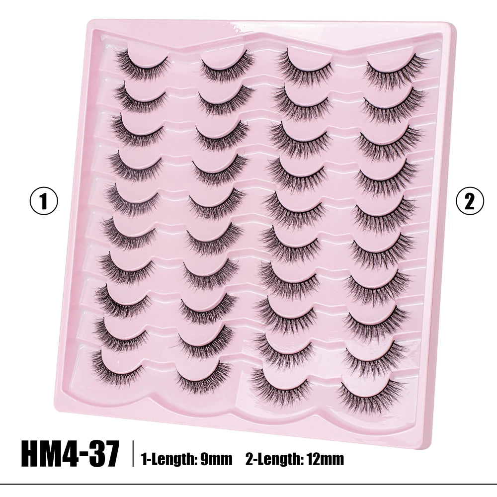 Vipuda 20 paires de faux cils naturels effet œil de chat, cils volumineux et fournis, cils fins et vaporeux pour un maquillage spectaculaire