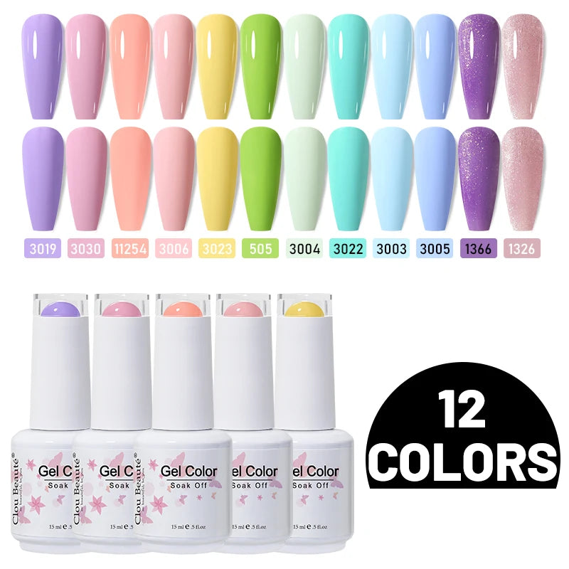 Clou Beaute 10/12/20/24pcs Gel Nail Polish Set Color 15ml White Glass Bottle Nail Art Kit Semi Permanent Gellack Nail Varnish