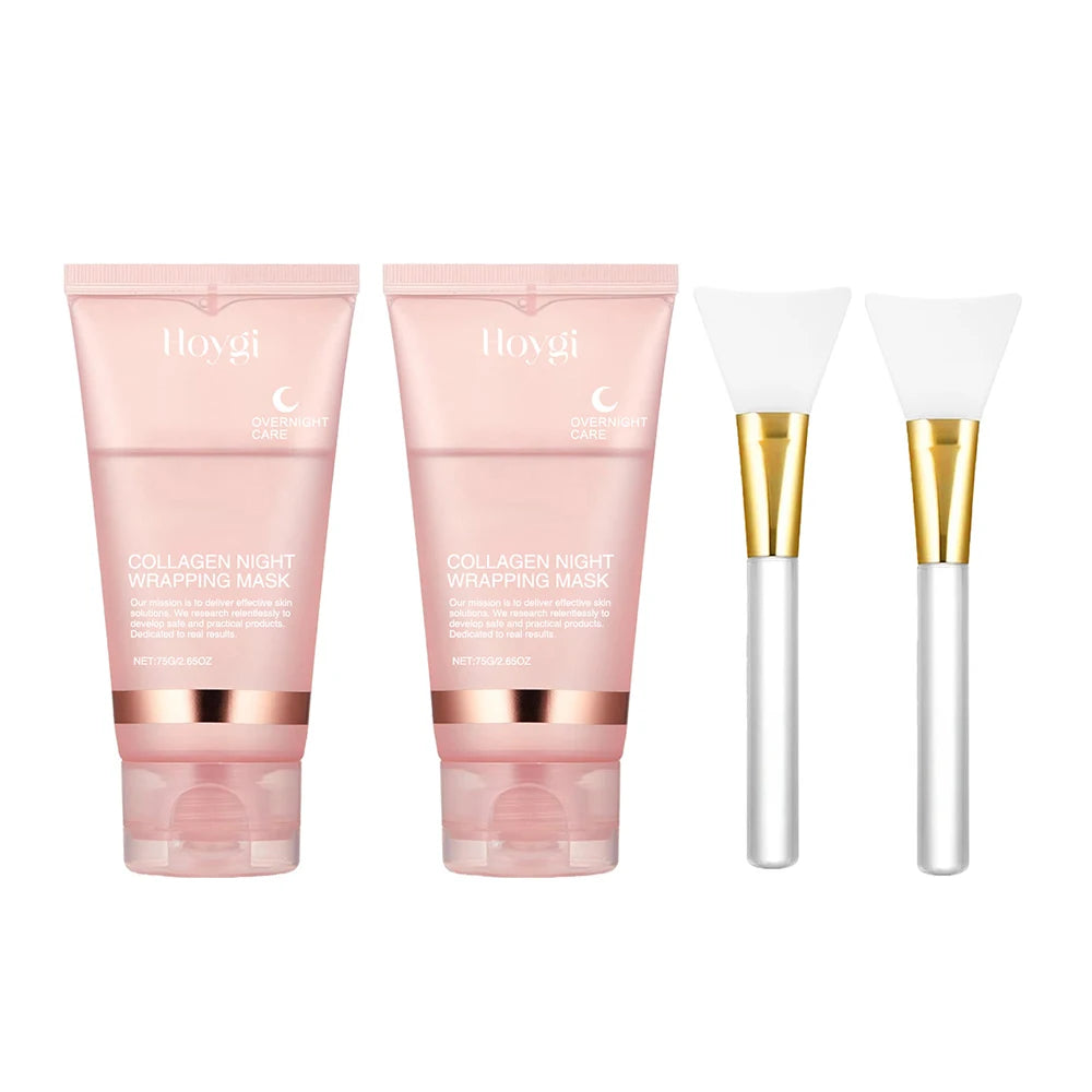 Lot de 2 masques de nuit au collagène pour le visage, nettoyant en profondeur les pores, contrôle du sébum, au curcuma, pour le soin de la peau.