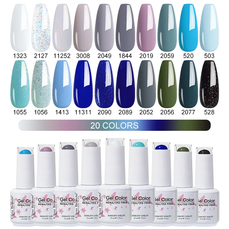 Clou Beaute 20pcs TPO & HEMA FREE Nail Gel Polish Set Red Pink Nude UV LED Soak Off Polish Gel Nail Semi Permanent Nail Varnish