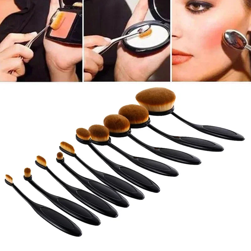 Pinceaux de maquillage ovales, brosse à dents, ensemble de pinceaux de maquillage, fond de teint, contouring, poudre, sourcils, blush, fard à paupières, outil de maquillage
