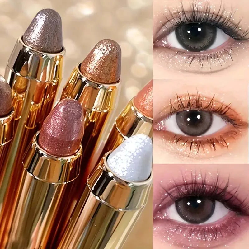 6pcs Highlighter Eyeshadow Pencil Shimmer Glitter Contouring Double-headed Eyeshadow Stick Lazy Eyeshadow Makeup