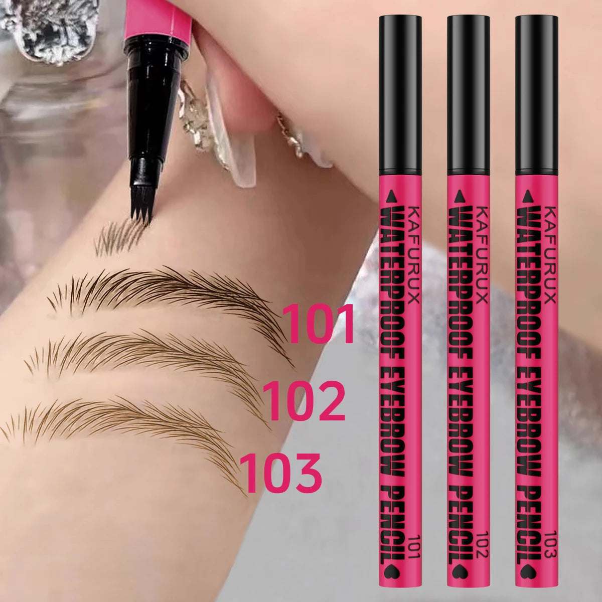 Crayon à sourcils waterproof 3 couleurs, crayon microblading à 4 embouts, pour des sourcils naturels. Idée cadeau maquillage pour les yeux.