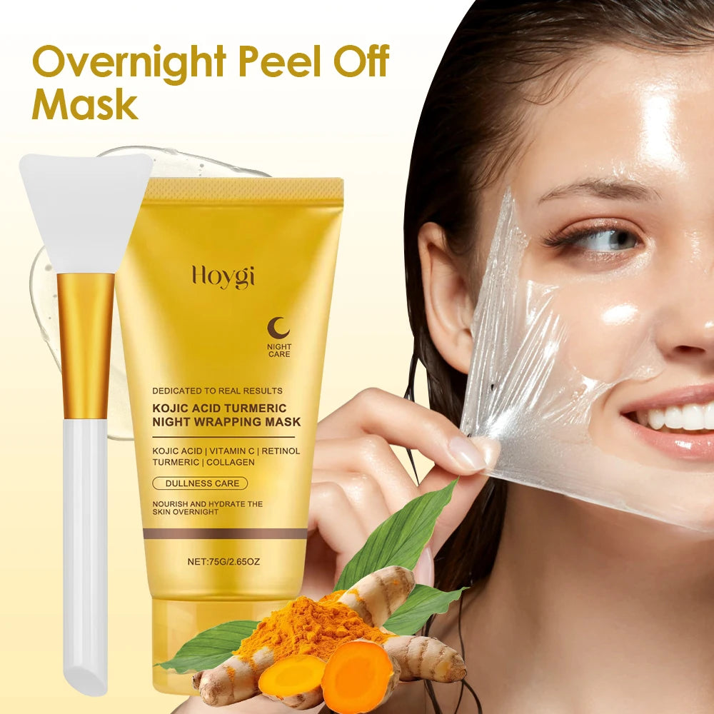 Lot de 2 masques de nuit au collagène pour le visage, nettoyant en profondeur les pores, contrôle du sébum, au curcuma, pour le soin de la peau.