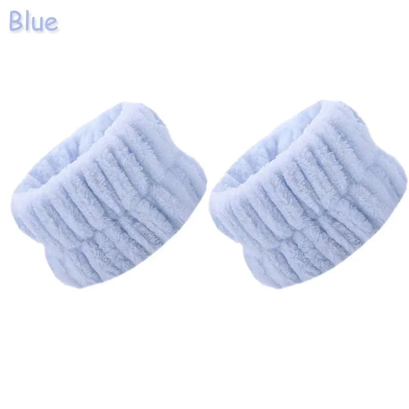 2Pcs Soft Microfiber Spa Wrist Washbands Reusable Face Washing Towel for Washing Face Water Absorption Washing Prevent Wetness