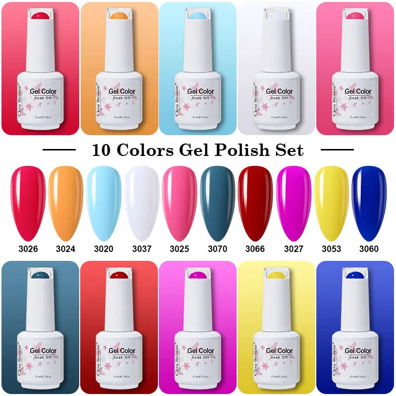 Clou Beaute 10/12/20/24pcs Gel Nail Polish Set Color 15ml White Glass Bottle Nail Art Kit Semi Permanent Gellack Nail Varnish