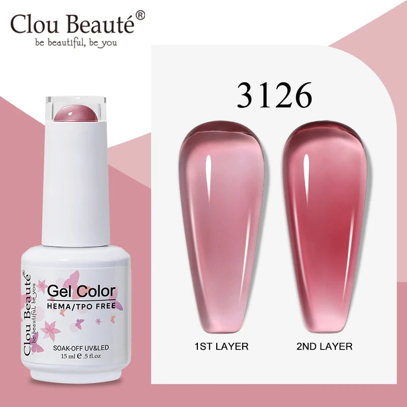Clou Beaute Semi-transparent Jelly Gel Polish Nude Pink Amber Gel Nail Polish Translucent Semi Permanent All For Manicure Nail