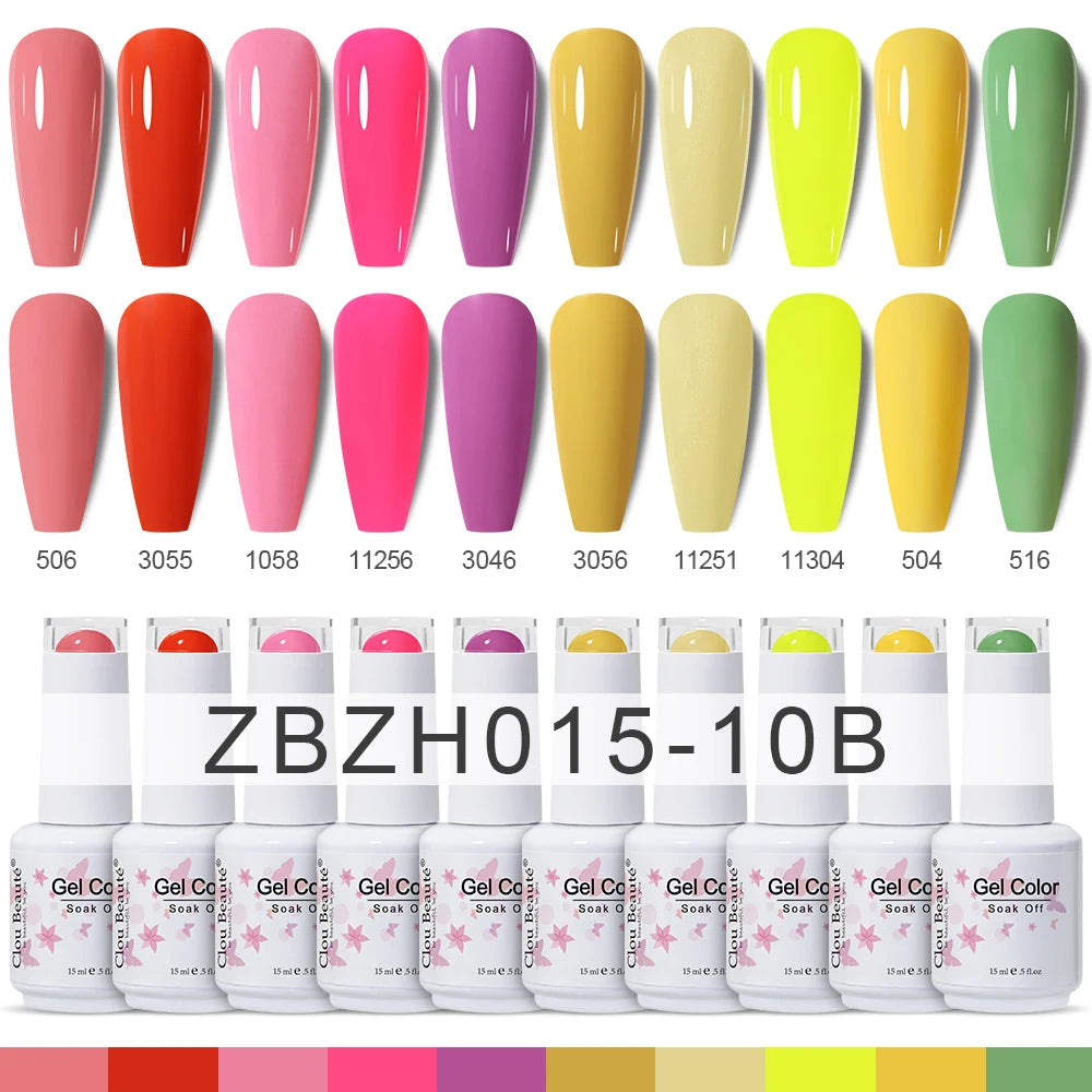 Clou Beaute 10/12/20/24pcs Gel Nail Polish Set Color 15ml White Glass Bottle Nail Art Kit Semi Permanent Gellack Nail Varnish