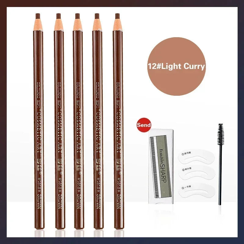 5pcs Eyebrow Pencil Permanent Makeup Eyebrow Enhancers Cosmetic Waterproof Microblading Pen Tint Eye Brow Pencil Marker Tools
