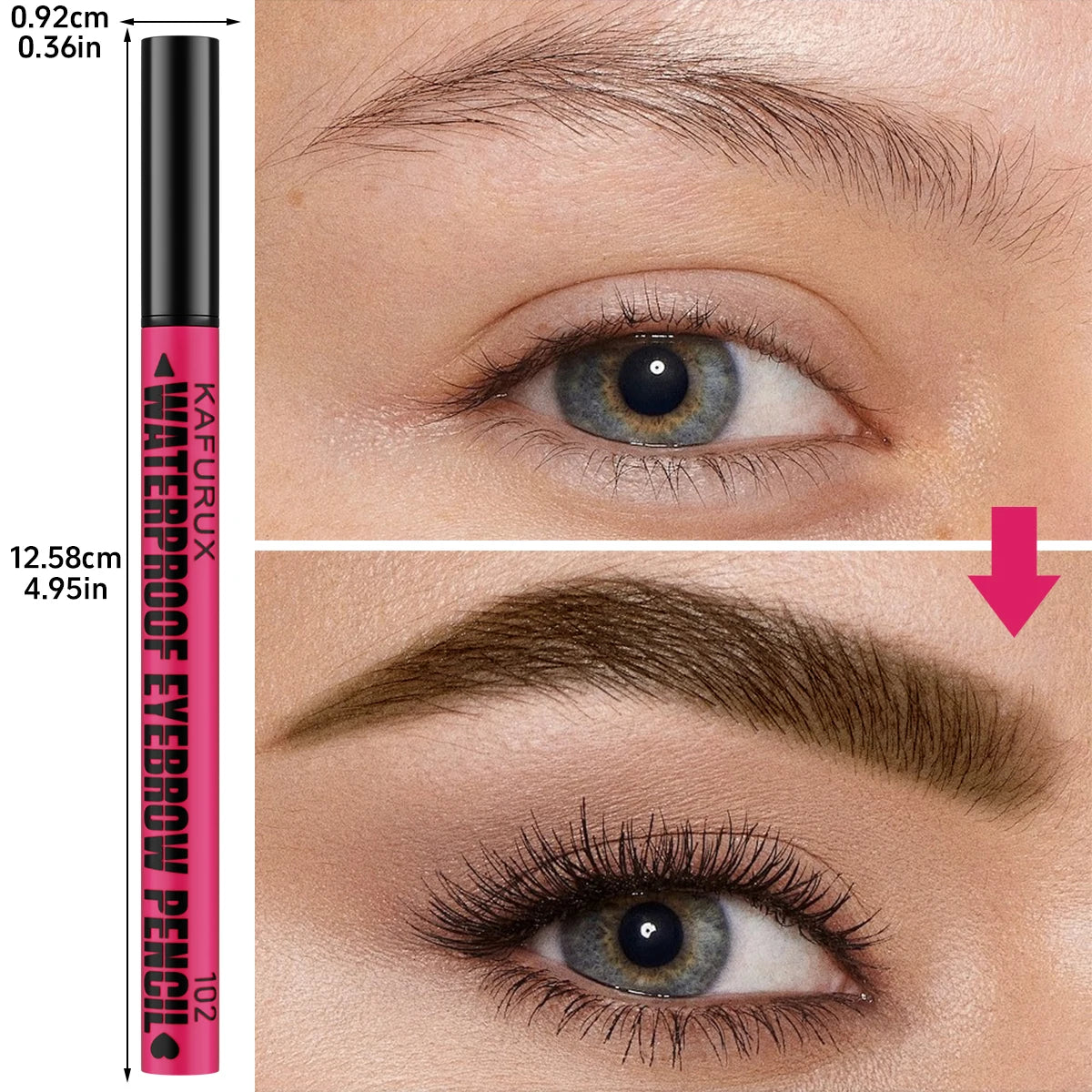 Crayon à sourcils waterproof 3 couleurs, crayon microblading à 4 embouts, pour des sourcils naturels. Idée cadeau maquillage pour les yeux.