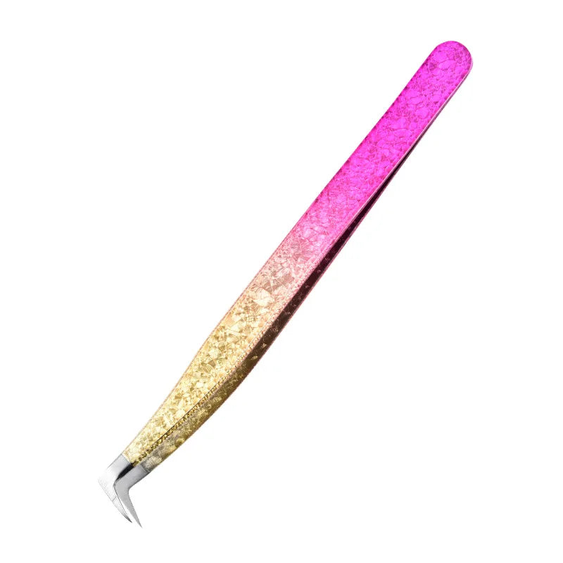 Pince à épiler professionnelle pour extensions de cils (1 pièce) avec embouts en caoutchouc, outil de précision en acier inoxydable pour la pose d'extensions de cils ombrées.