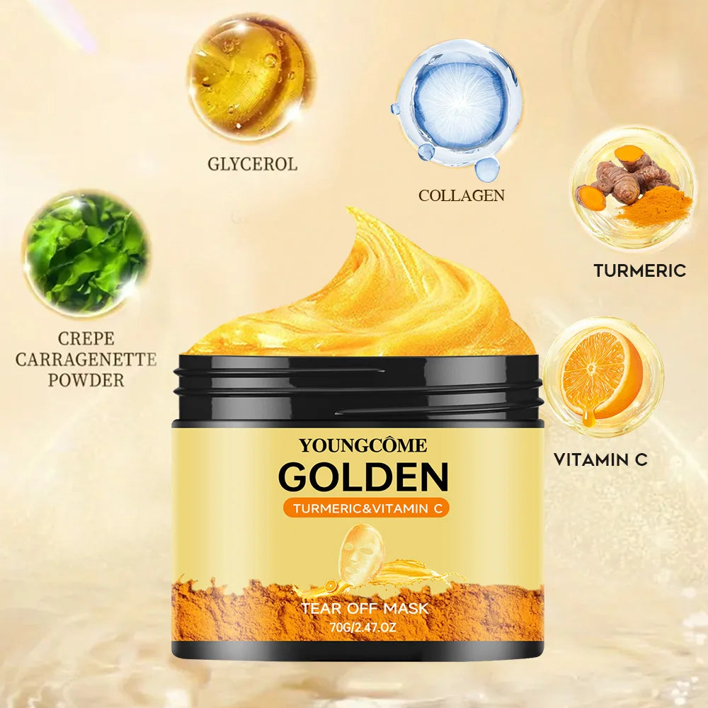 Masque visage à l'or 24 carats, soin du visage, exfoliation, collagène doré, hydratant, élimine les points noirs, 40/70 g