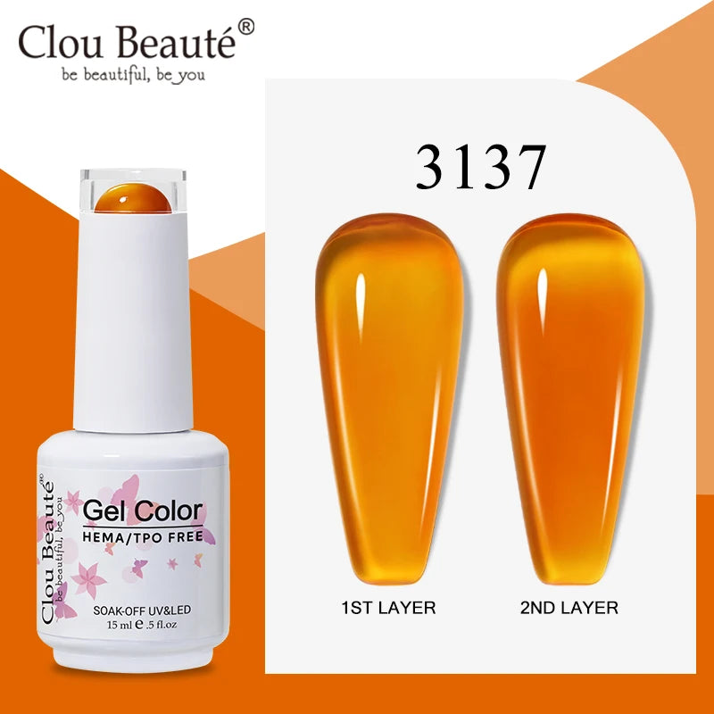Clou Beaute Semi-transparent Jelly Gel Polish Nude Pink Amber Gel Nail Polish Translucent Semi Permanent All For Manicure Nail